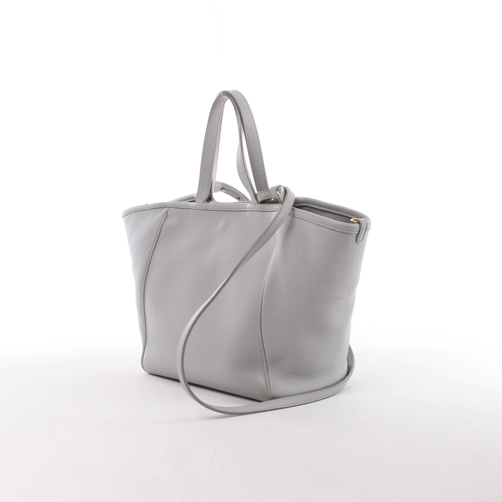 CELINE Folded Cabas Small Tote 2Way Handbag in Light Gray