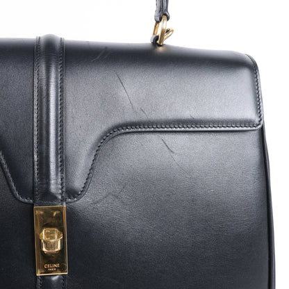 Celine Sac 16 Smooth Leather Medium 2Way Handbag in Black