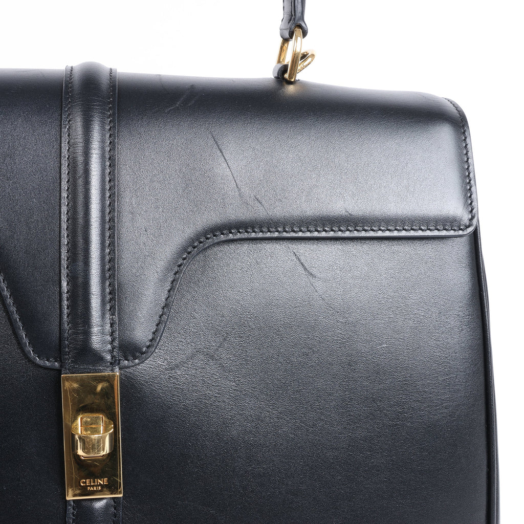 Celine Sac 16 Smooth Leather Medium 2Way Handbag in Black