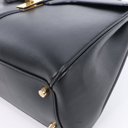 Celine Sac 16 Smooth Leather Medium 2Way Handbag in Black