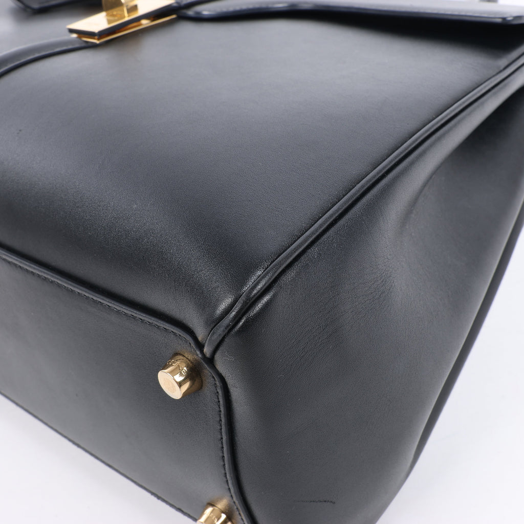 Celine Sac 16 Smooth Leather Medium 2Way Handbag in Black