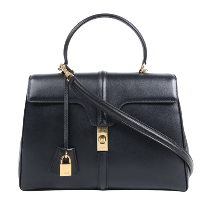 Celine Sac 16 Smooth Leather Medium 2Way Handbag in Black