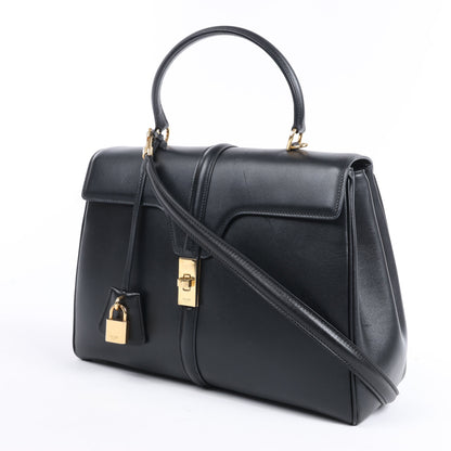 Celine Sac 16 Smooth Leather Medium 2Way Handbag in Black