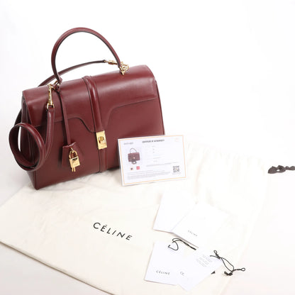 Celine Sac 16 Medium Smooth Leather 2Way Handbag in Burgundy