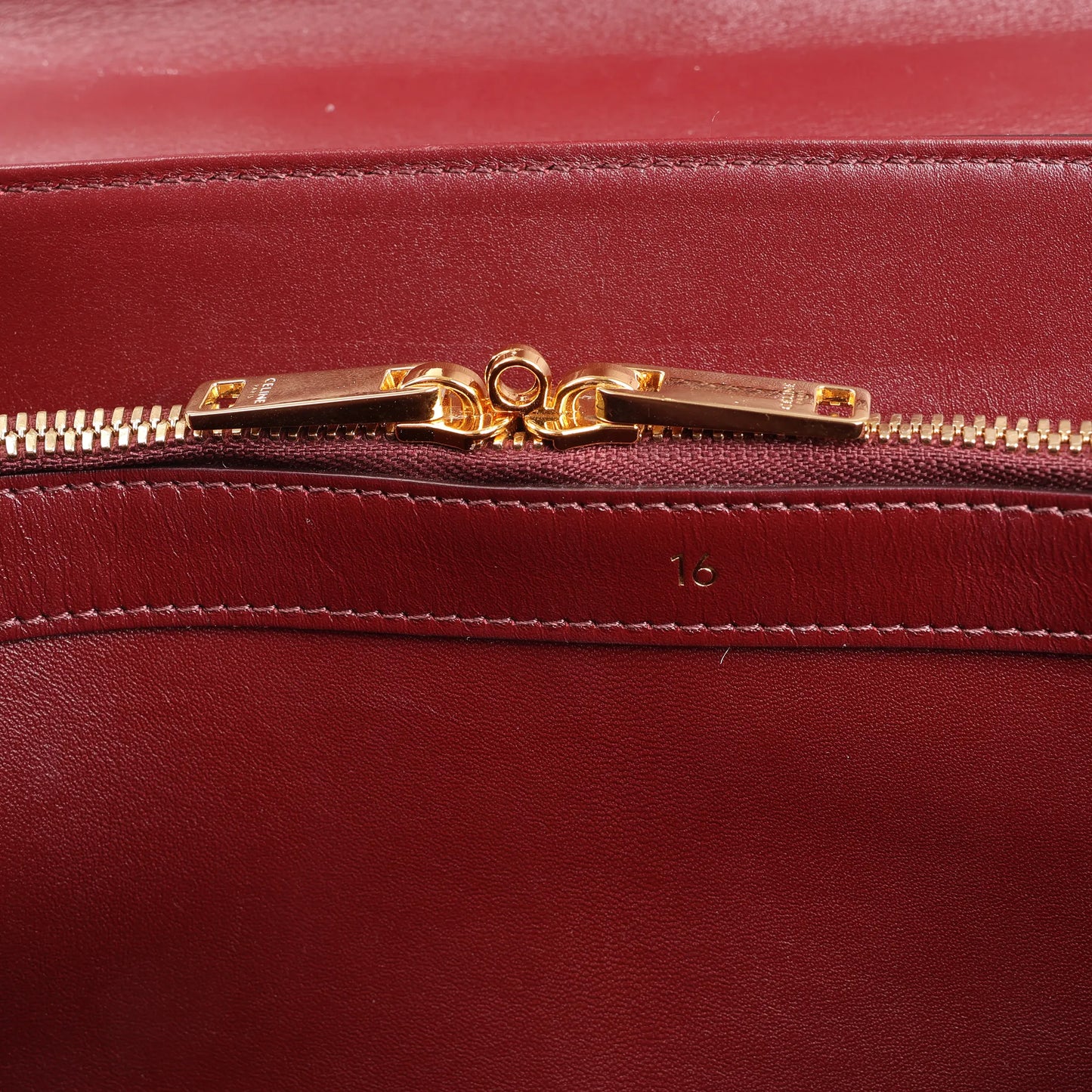 Celine Sac 16 Medium Smooth Leather 2Way Handbag in Burgundy