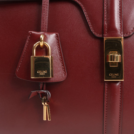 Celine Sac 16 Medium Smooth Leather 2Way Handbag in Burgundy