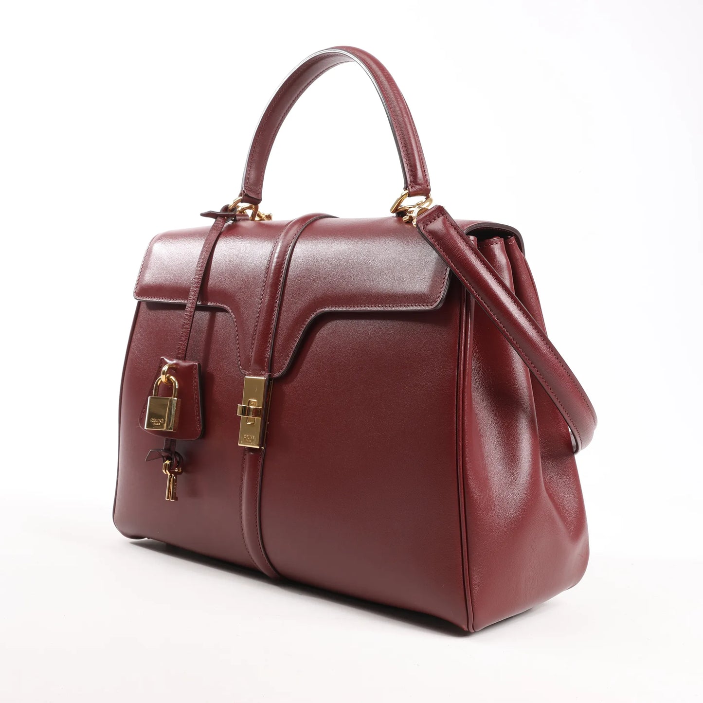 Celine Sac 16 Medium Smooth Leather 2Way Handbag in Burgundy