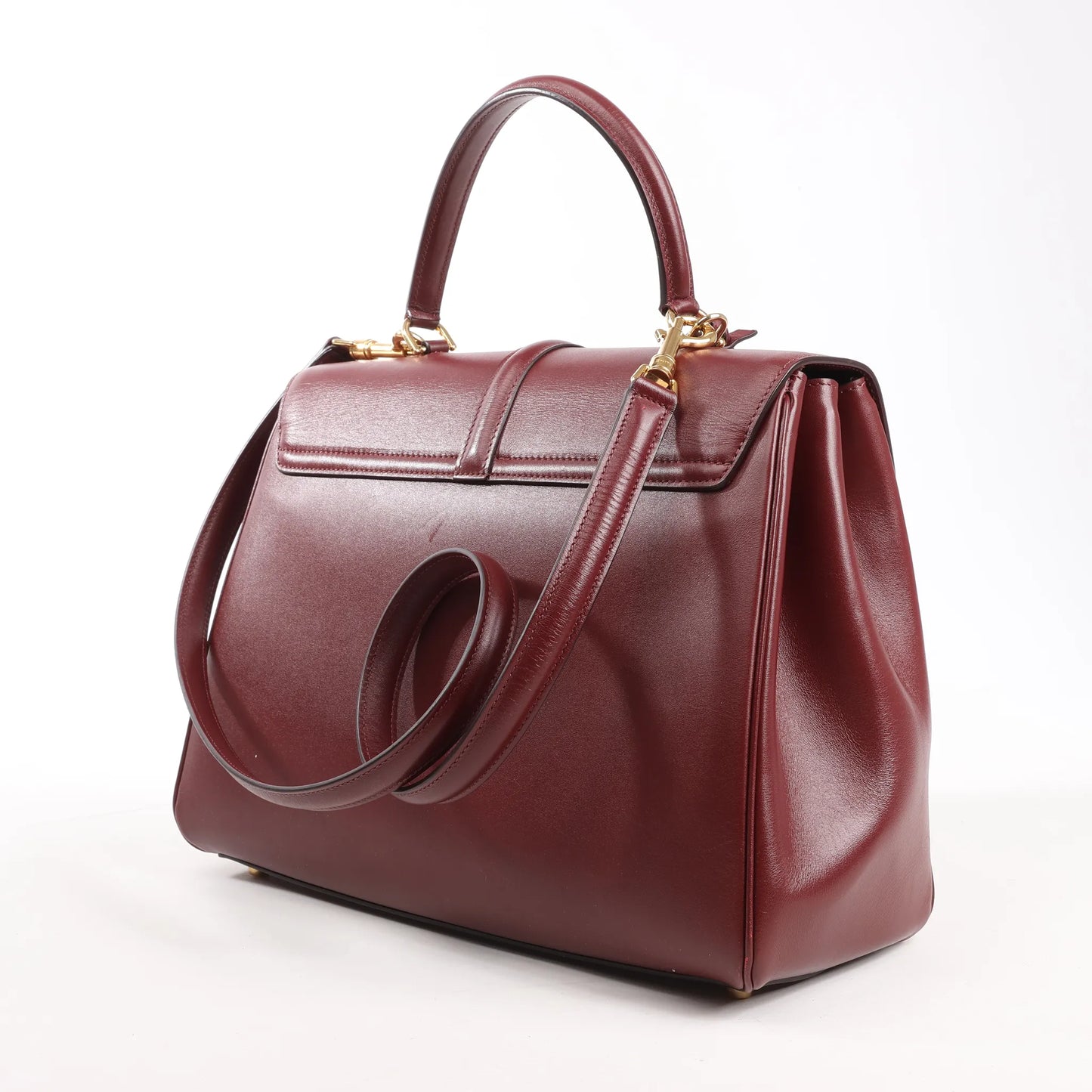 Celine Sac 16 Medium Smooth Leather 2Way Handbag in Burgundy