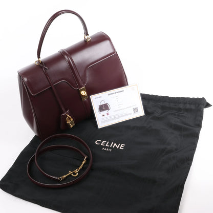 Celine Sac 16 Medium Smooth Leather 2Way Handbag in Burgundy