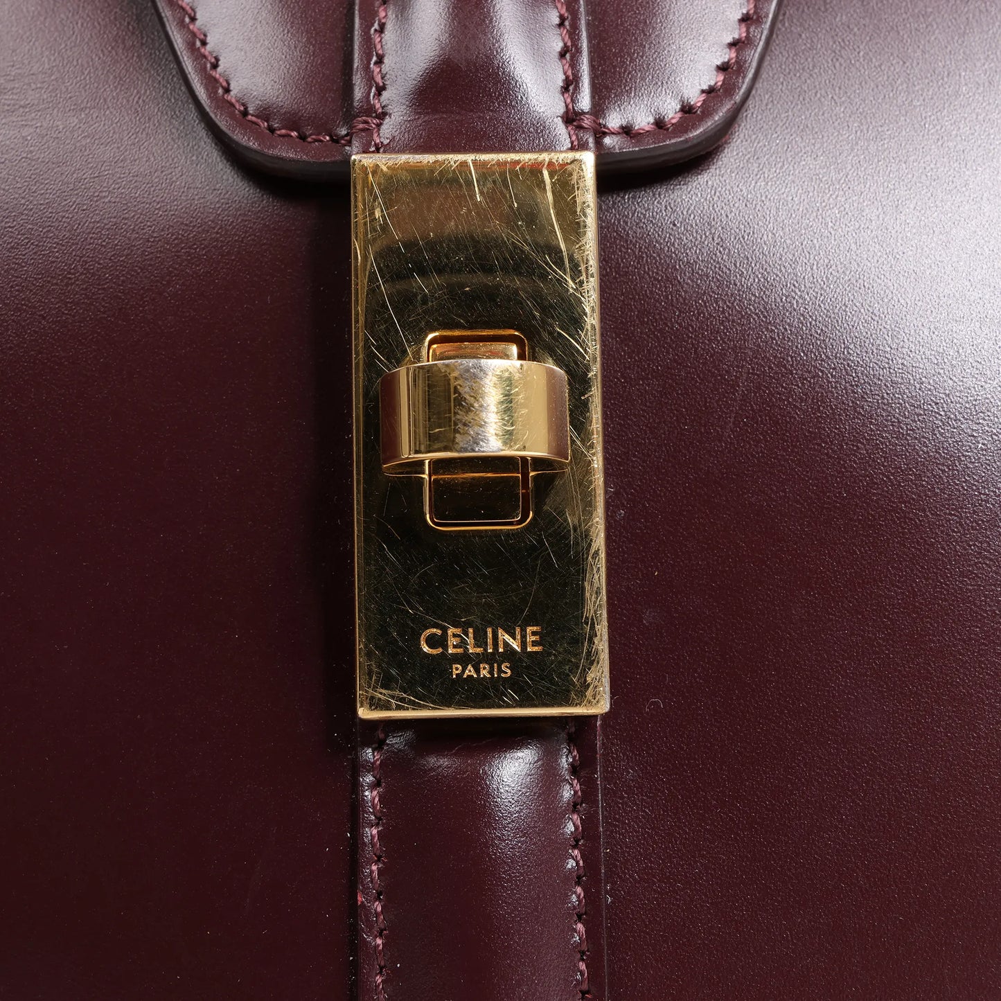 Celine Sac 16 Medium Smooth Leather 2Way Handbag in Burgundy