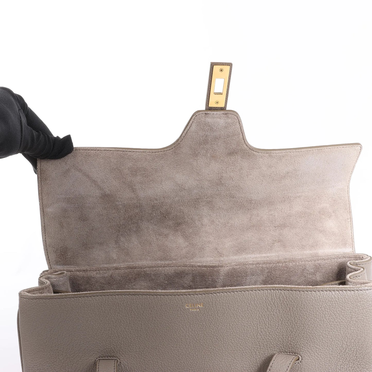 Celine Sac 16 Mittelgroße Handtasche aus genarbtem Leder in Grau