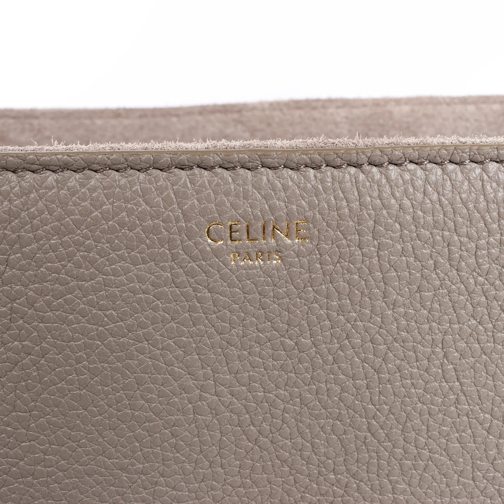 Celine Sac 16 Medium Grained Leather Shoulder Bag in Gray