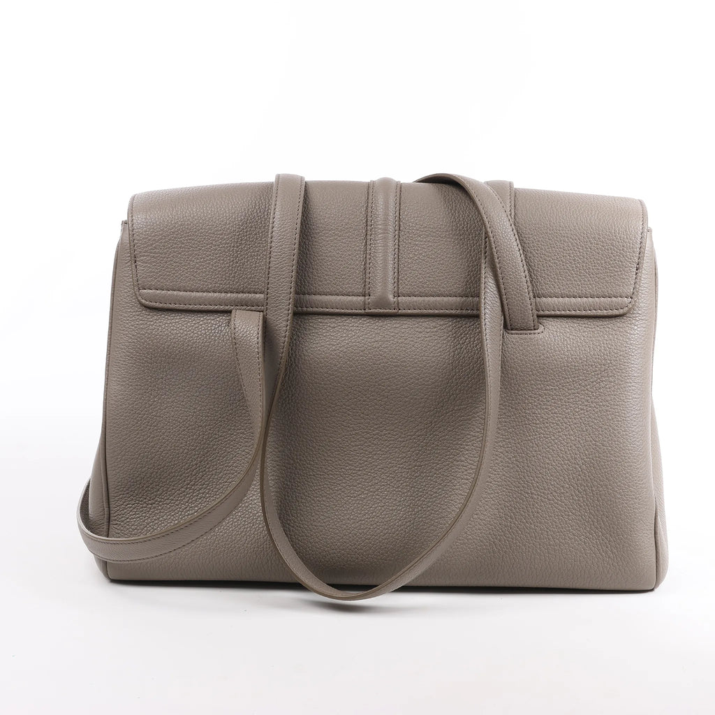 Celine Sac 16 Medium Grained Leather Shoulder Bag in Gray