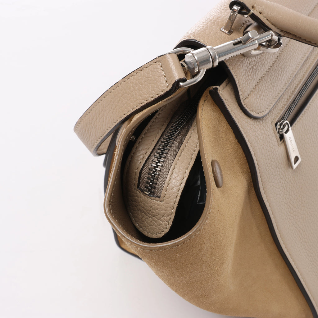 Bolso de mano CELINE Trapeze de cuero y ante 2 vías en marrón, negro, blanco