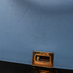 Celine Trapeze Leather 2Way Handbag Blue × White x Black
