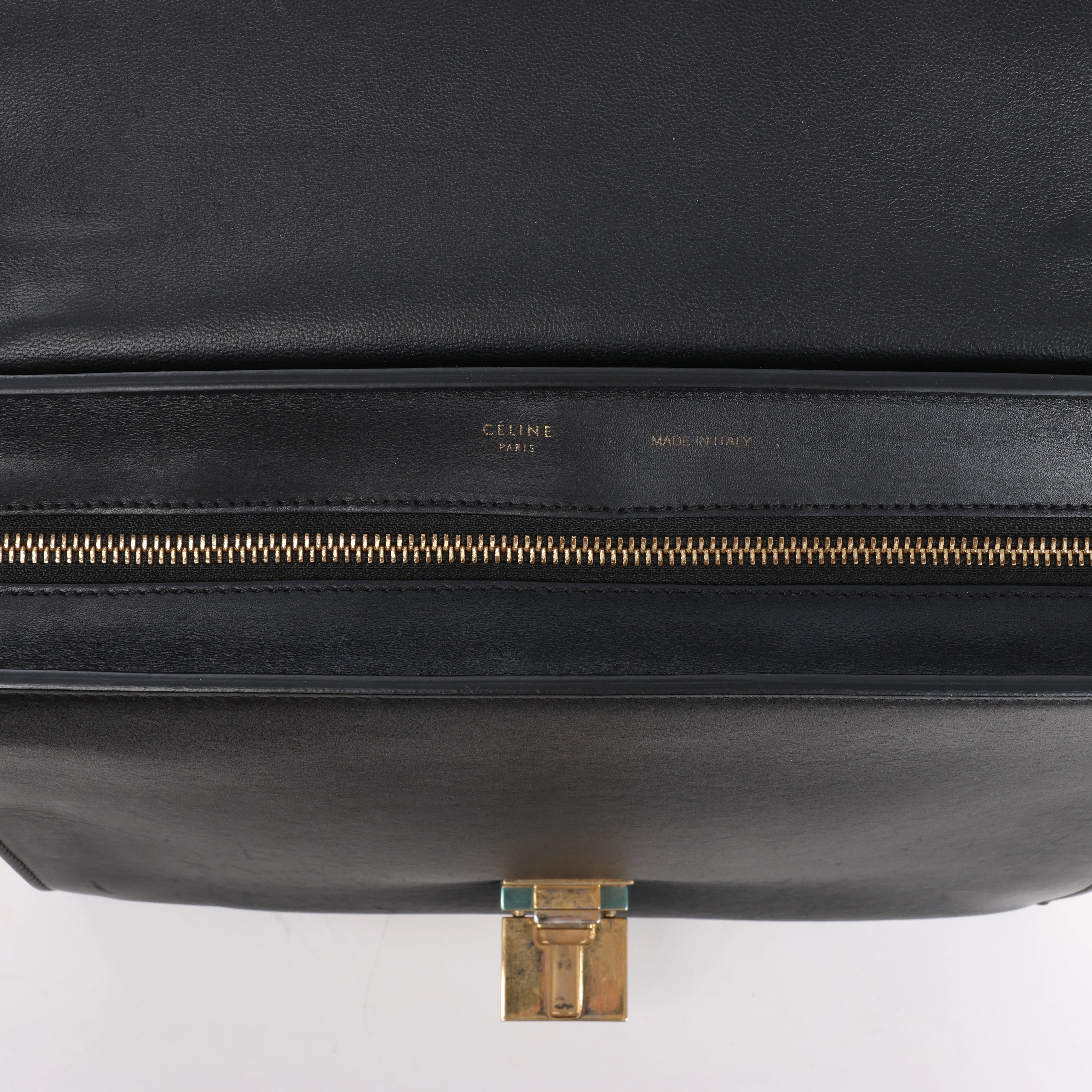 Celine Trapeze Leather 2Way Handbag Blue × White x Black
