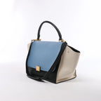 Celine Trapeze Leather 2Way Handbag Blue × White x Black