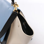 Celine Trapeze Leather 2Way Handbag Blue × White x Black