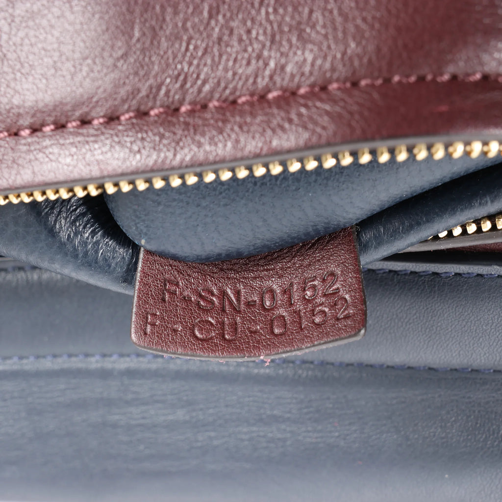 CELINE Trapeze Leather x Suede 2Way Handbag in Navy Blue x Brown x Burgundy