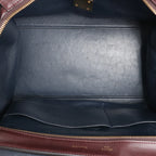 CELINE Trapeze Leather x Suede 2Way Handbag in Navy Blue x Brown x Burgundy