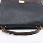 CELINE Trapeze Leather x Suede 2Way Handbag in Navy Blue x Brown x Burgundy