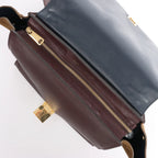 CELINE Trapeze Leather x Suede 2Way Handbag in Navy Blue x Brown x Burgundy