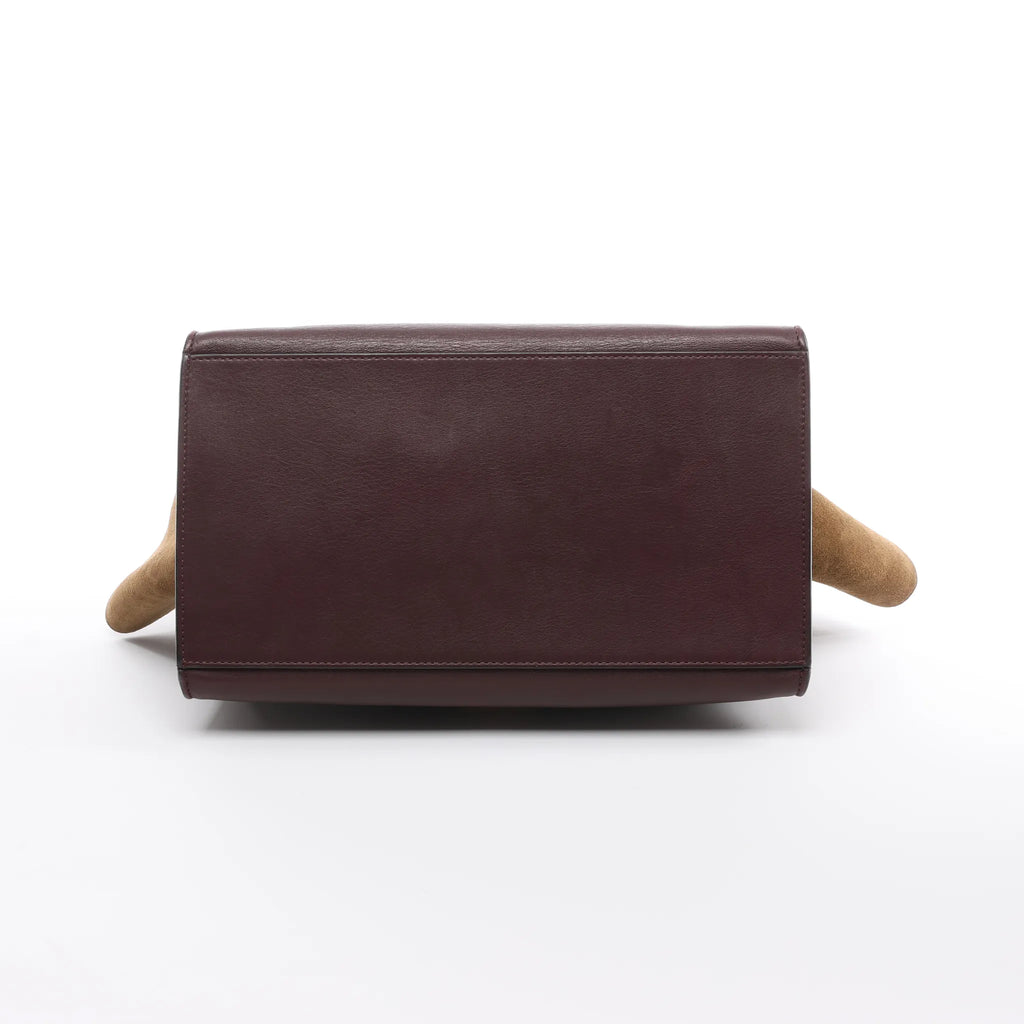 CELINE Trapeze Leather x Suede 2Way Handbag in Navy Blue x Brown x Burgundy