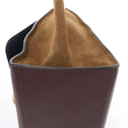 CELINE Trapeze Leather x Suede 2Way Handbag in Navy Blue x Brown x Burgundy