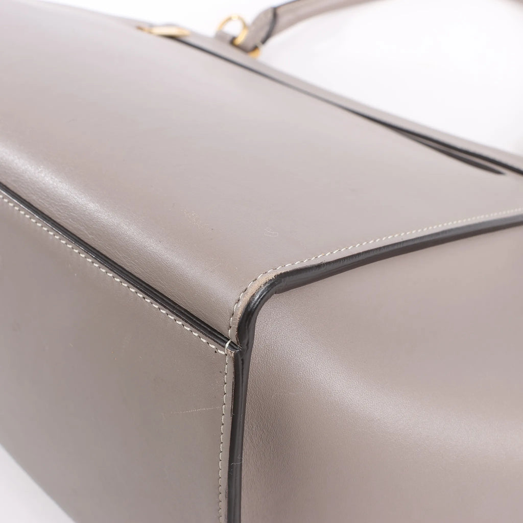 CELINE Trapeze Leather x Suede 2Way Handbag in Gray