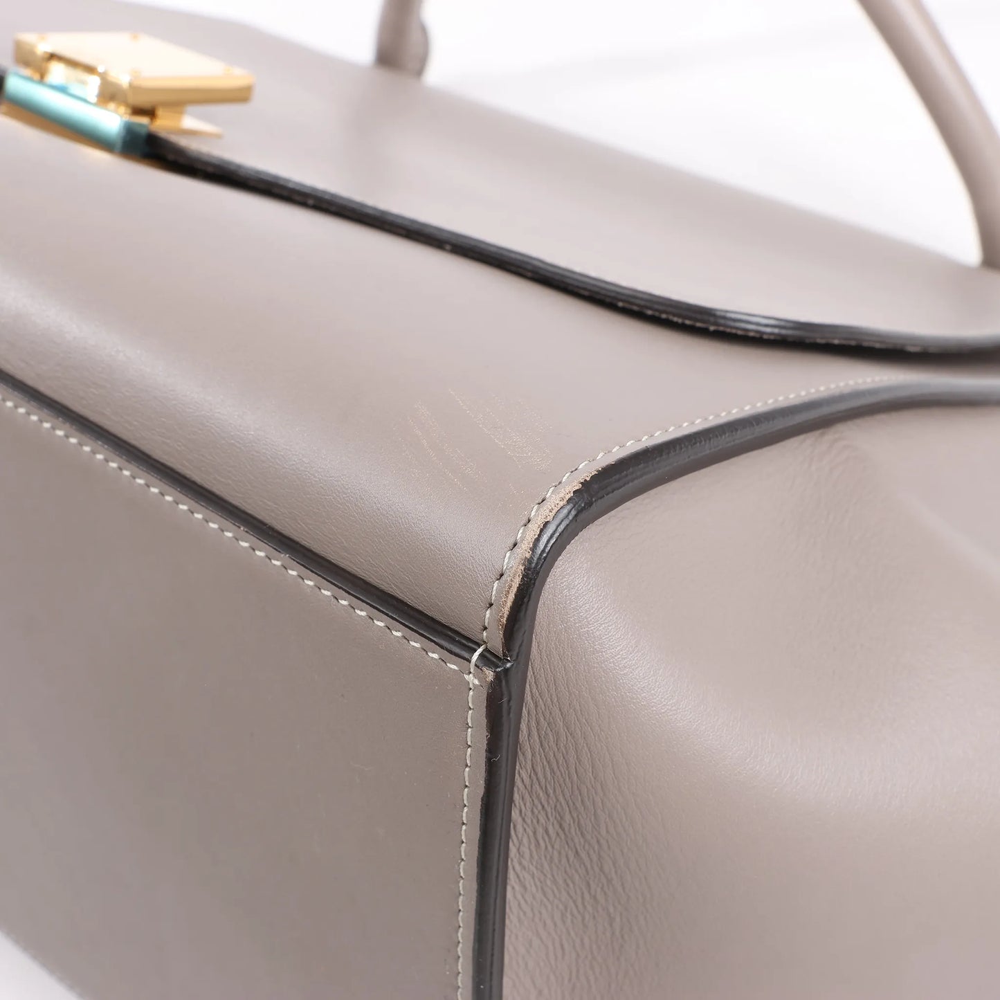 CELINE Trapeze Leather x Suede 2Way Handbag in Gray