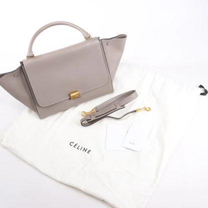 CELINE Trapeze Leather x Suede 2Way Handbag in Gray