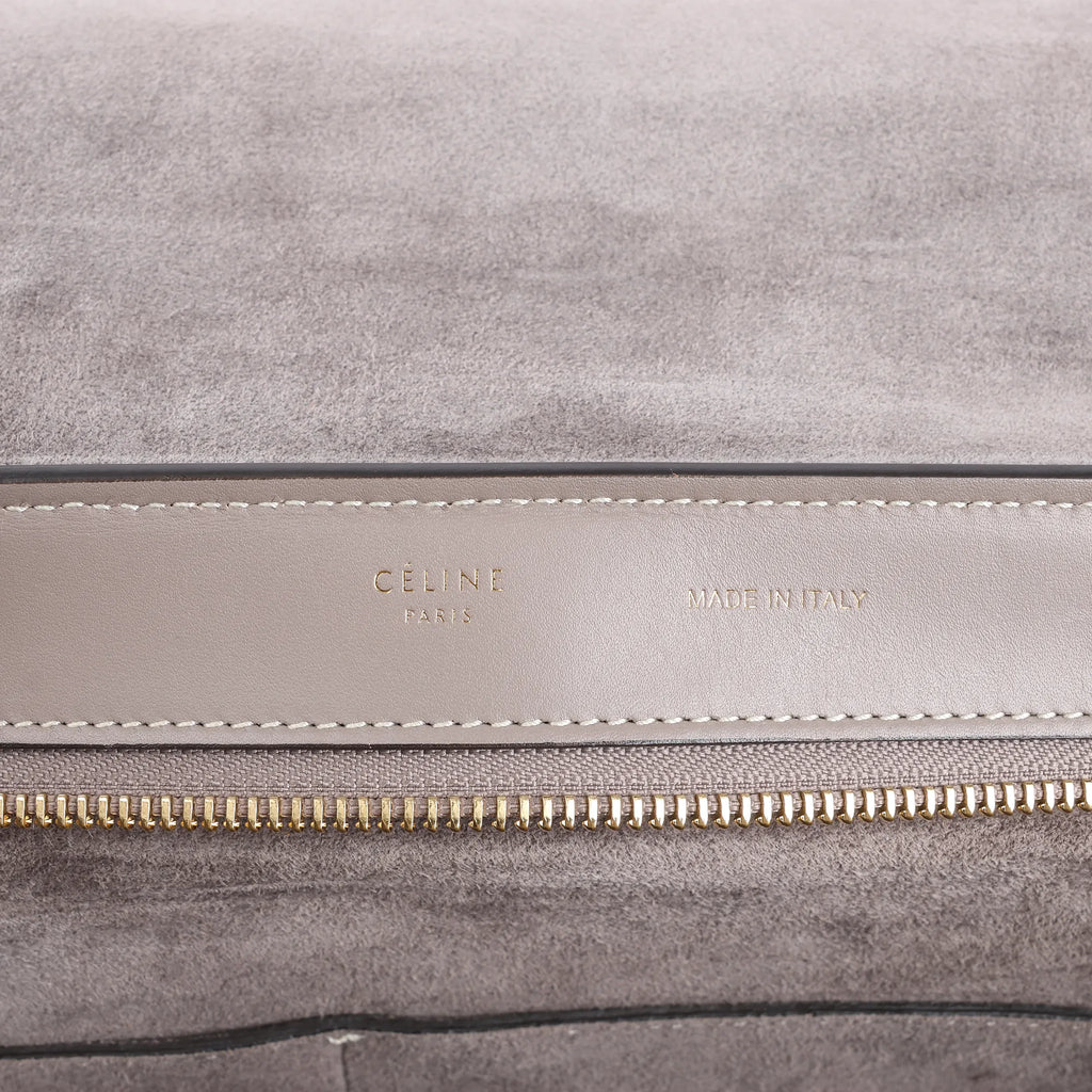 CELINE Trapeze Leather x Suede 2Way Handbag in Gray
