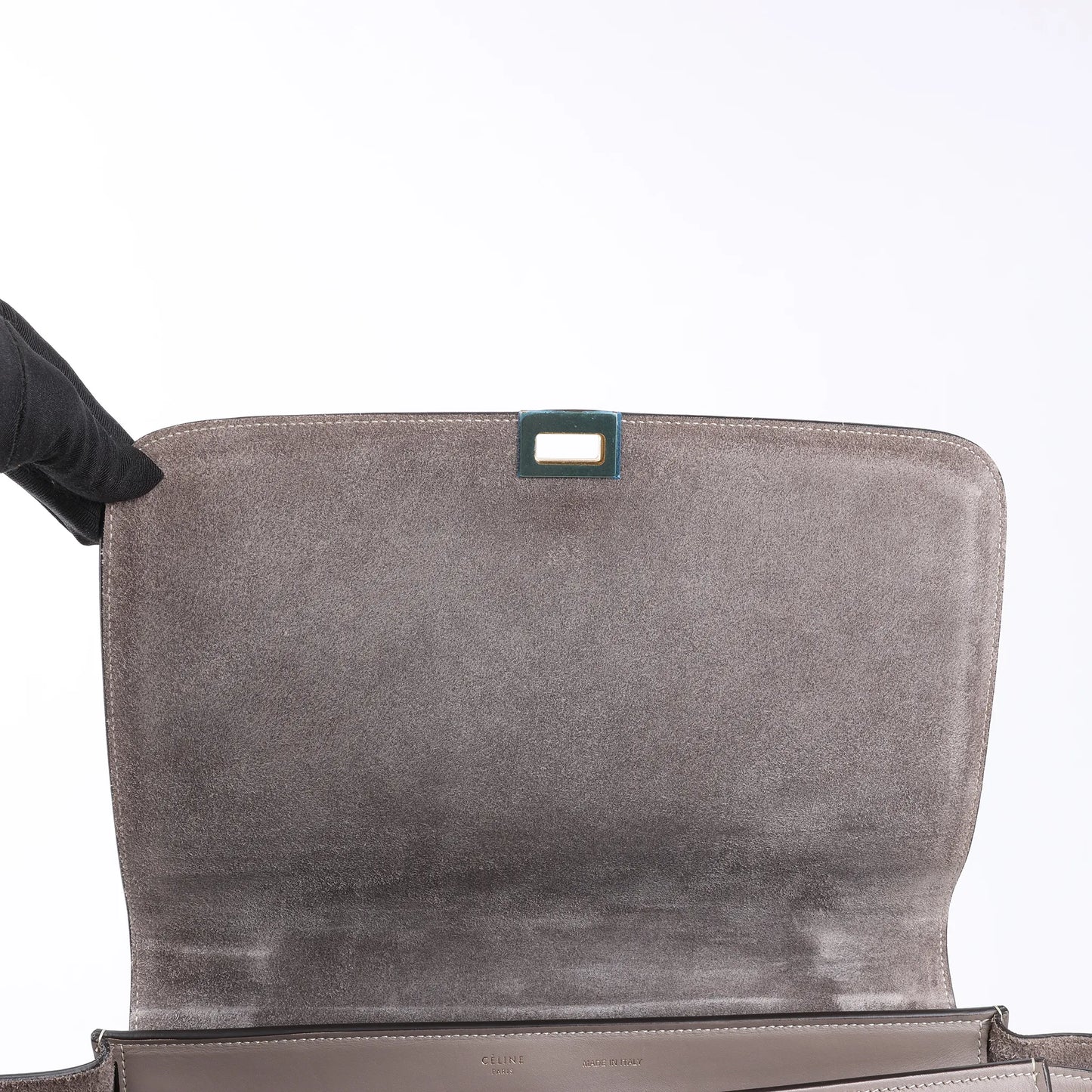 CELINE Trapeze Leather x Suede 2Way Handbag in Gray