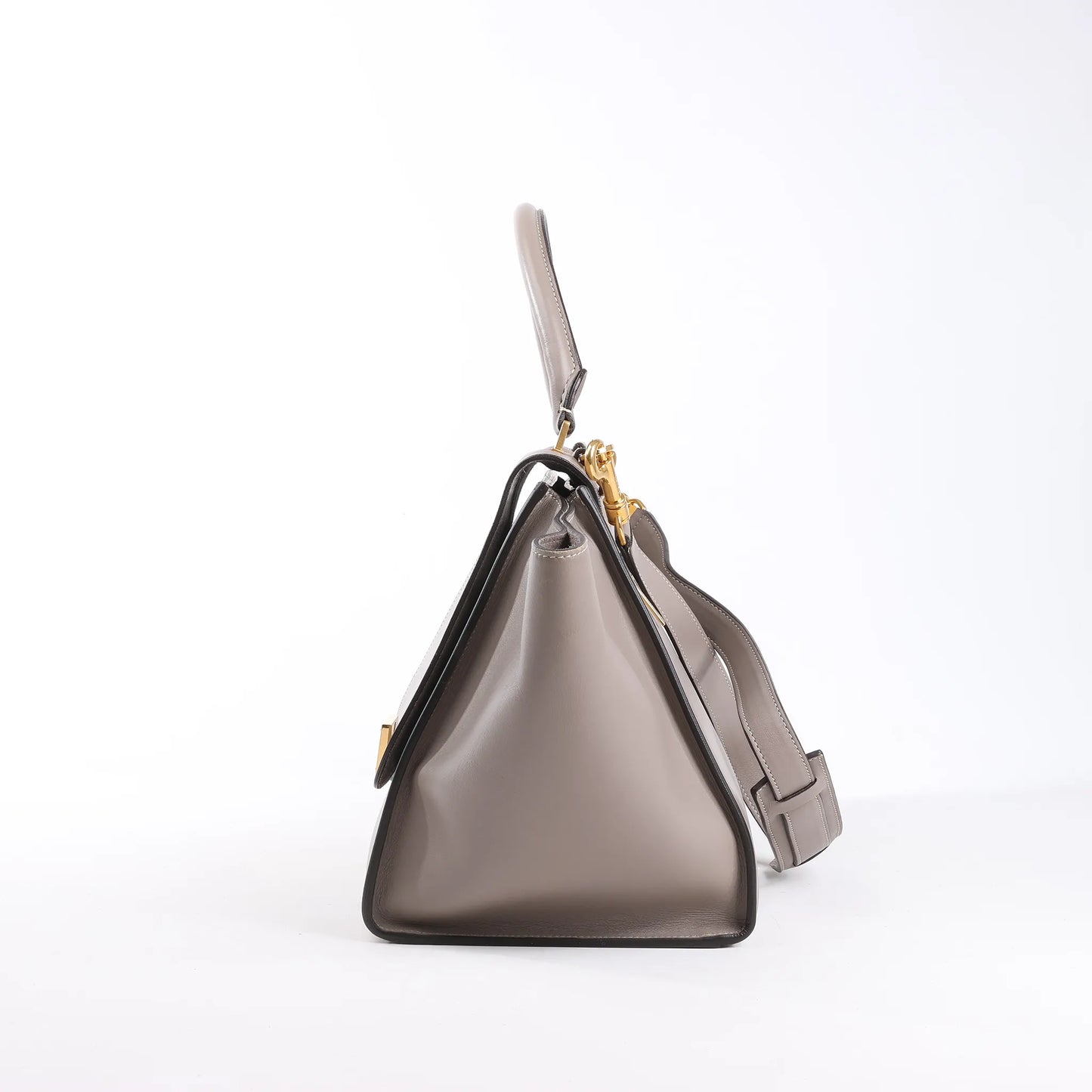 CELINE Trapeze Leather x Suede 2Way Handbag in Gray