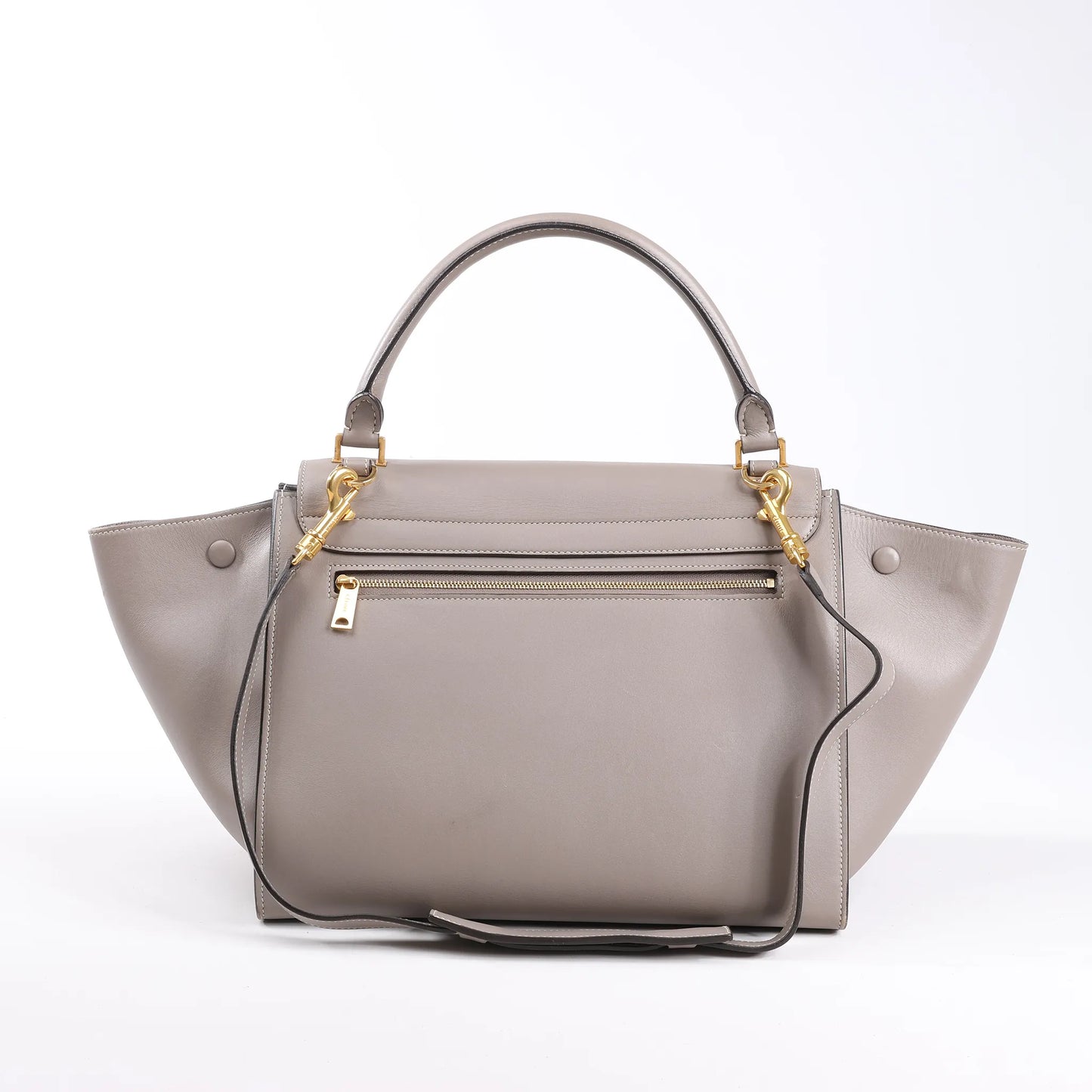 CELINE Trapeze Leather x Suede 2Way Handbag in Gray
