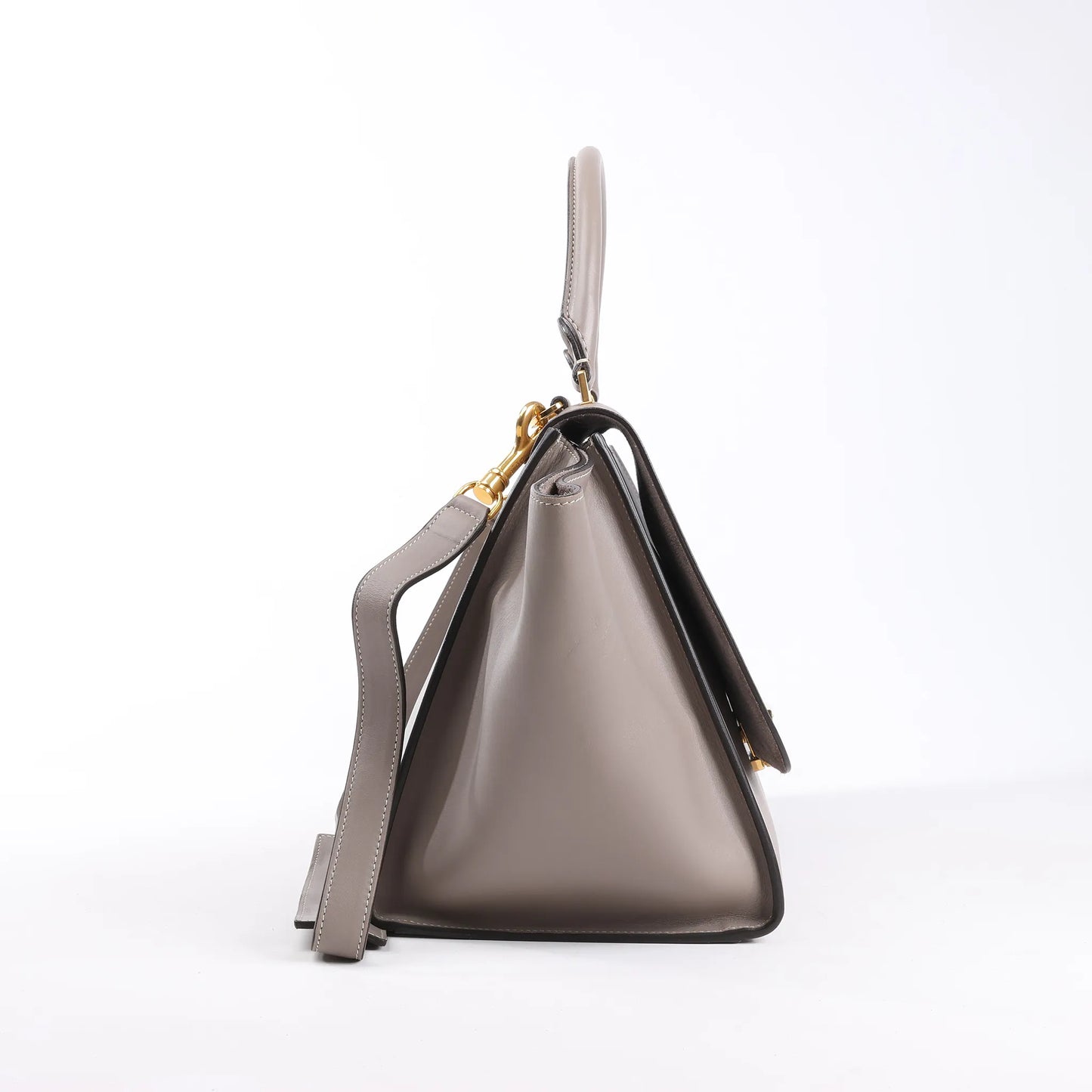 CELINE Trapeze Leather x Suede 2Way Handbag in Gray