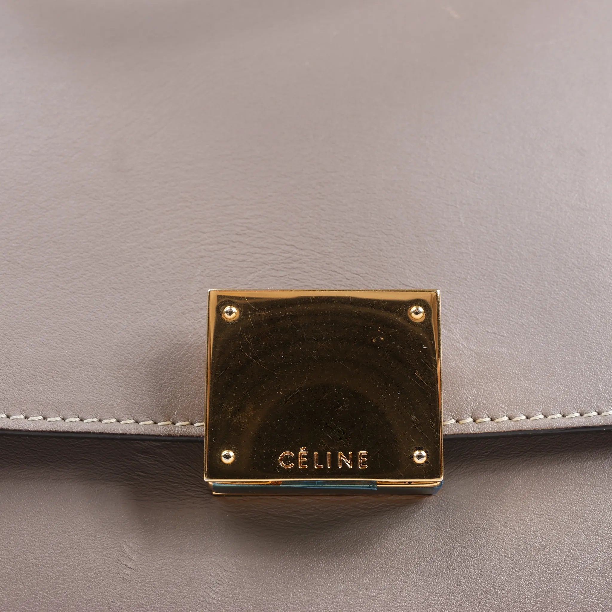 CELINE Trapeze Leather x Suede 2Way Handbag in Gray