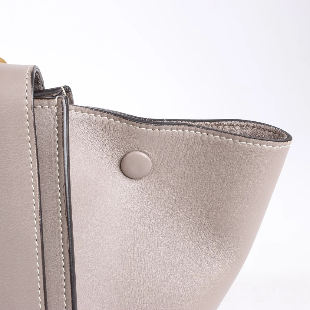CELINE Trapeze Leather x Suede 2Way Handbag in Gray