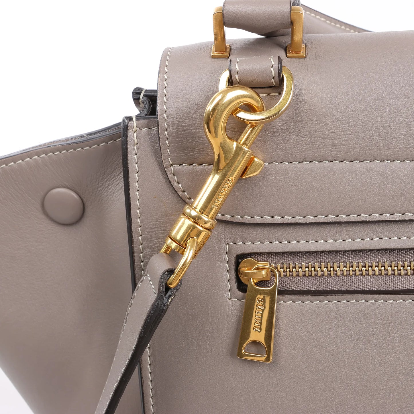 CELINE Trapeze Leather x Suede 2Way Handbag in Gray