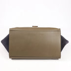 CELINE Trapeze Leather x Suede 2Way Handbag in Beige x Black, Khaki