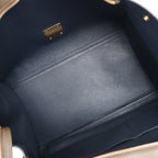 CELINE Trapeze Leather x Suede 2Way Handbag in Beige x Black, Khaki