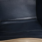 CELINE Trapeze Leather x Suede 2Way Handbag in Beige x Black, Khaki