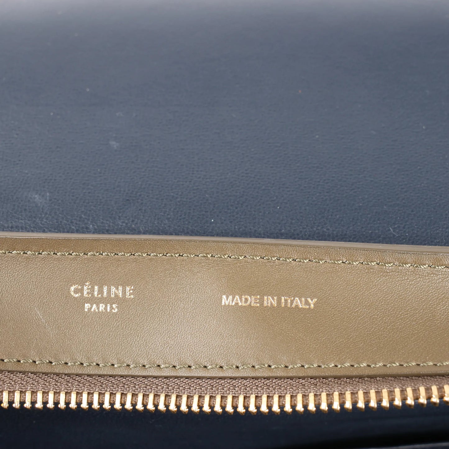 CELINE Trapeze Leather x Suede 2Way Handbag in Beige x Black, Khaki