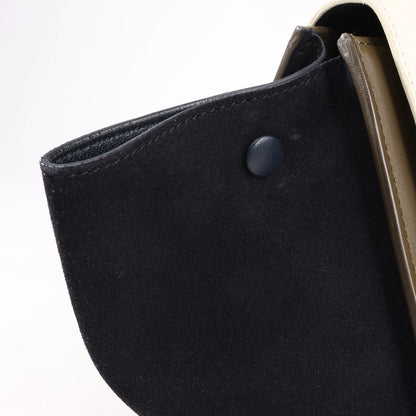 CELINE Trapeze Leder x Wildleder 2-Wege-Handtasche in Beige x Schwarz, Khaki