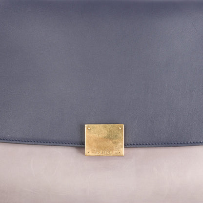 CELINE Trapeze Leather 2Way Handbag in Navy Blue x Taupe x Black