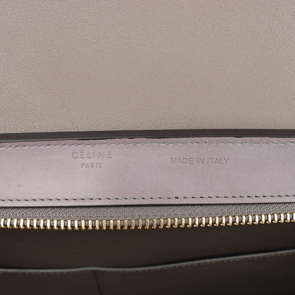 CELINE Trapeze Leather 2Way Handbag in Navy Blue x Taupe x Black