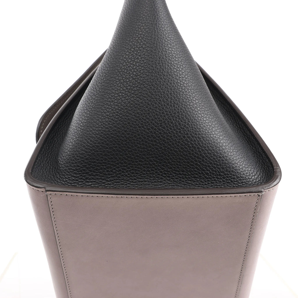 CELINE Trapeze Leather 2Way Handbag in Navy Blue x Taupe x Black