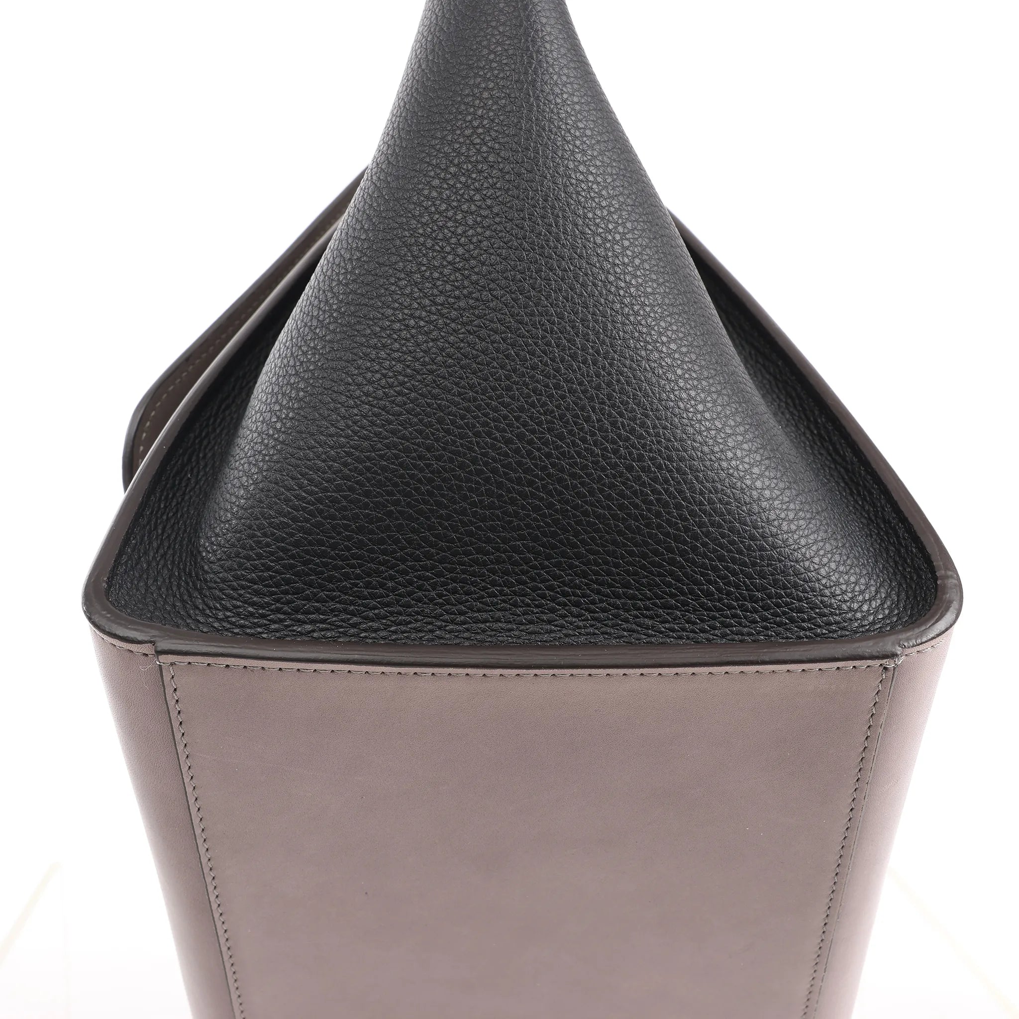 CELINE Trapeze Leather 2Way Handbag in Navy Blue x Taupe x Black