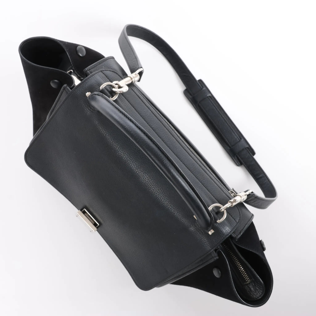 CELINE Trapeze Leather x Suede 2Way Handbag in Black