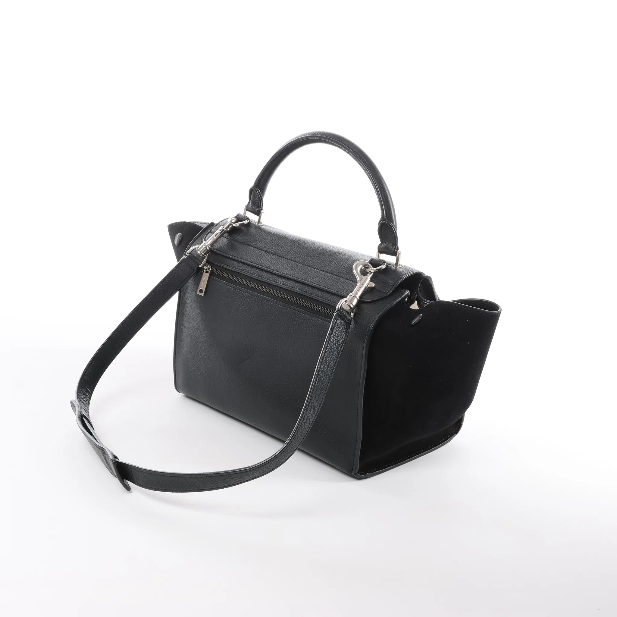 CELINE Trapeze Leather x Suede 2Way Handbag in Black